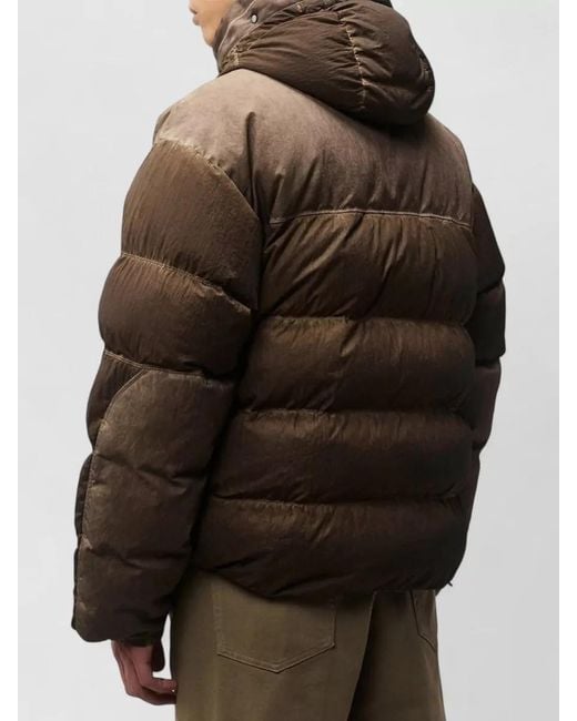 C P Company Brown Hooded Jacket High Collar Goggle Detail for men