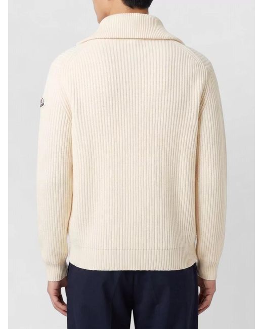 Moncler Natural Ribbed Wool Half-Zip Turtleneck Sweater for men