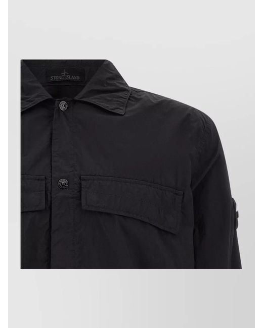 Stone Island Blue Ghost Badge Overshirt Lightweight Long Sleeves for men