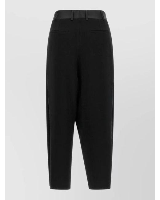 Alberto Biani Black Asymmetrical Panel Trousers Tailored Stripe Design