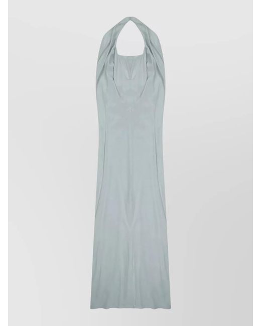 Alysi White Long Halter Neck Dress Open Back