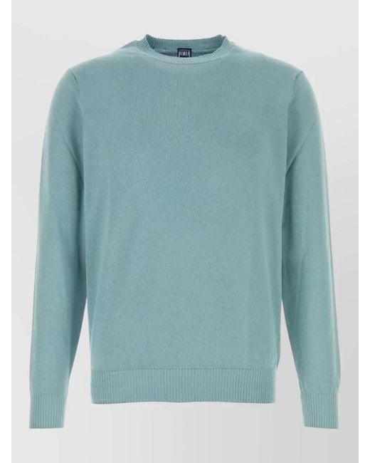 Fedeli Blue Cotton Sweater for men