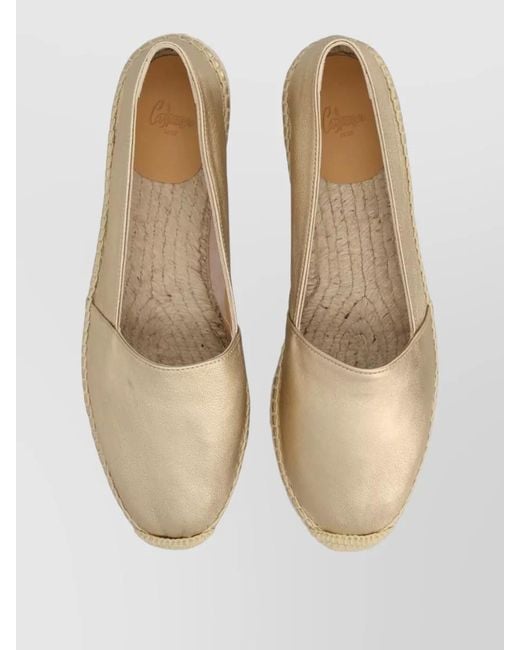 Castaner Natural Espadrille Kenda Round Toe Metallic Sole
