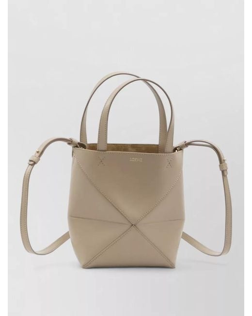 Loewe Natural Puzzle Fold Mini Tote Bag Shoulder Strap