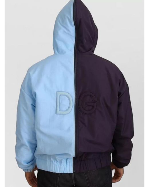Dolce & Gabbana Blue Hooded Dg Full Zip Jacket for men