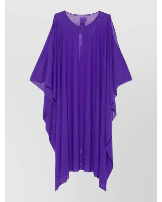 Fisico Purple Mesh Kaftan Dress Cold Shoulder Design