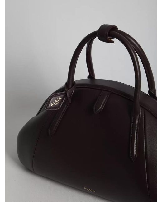 Alaïa Black Leather Top Handle Tote Bag