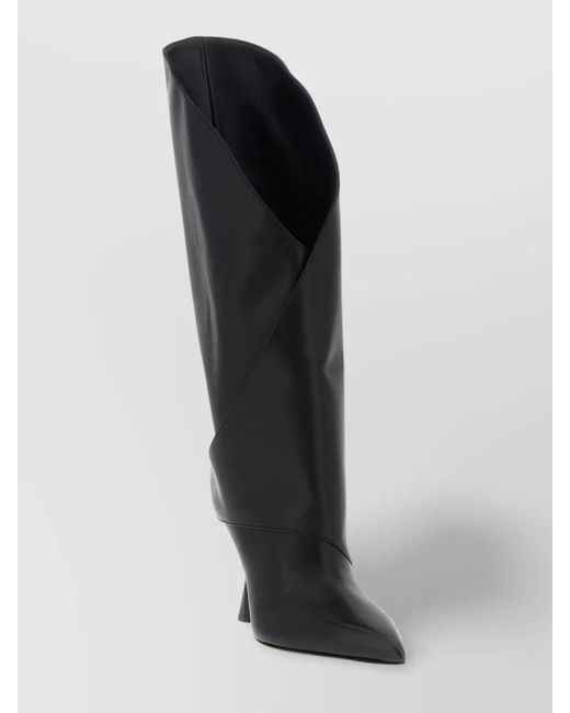 Balmain Black Leather Twist Ankle Boots