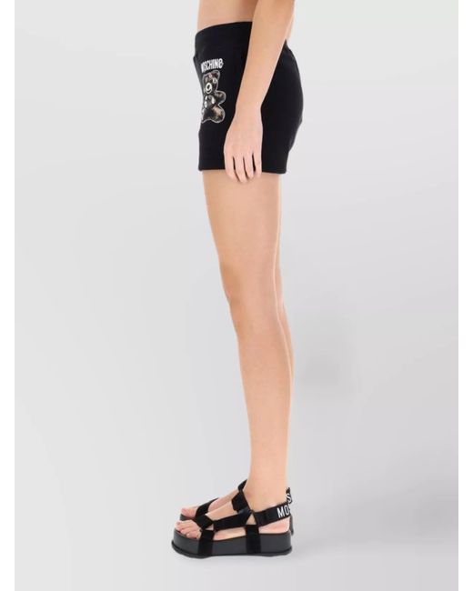 Moschino Black Teddy Print Cotton Shorts