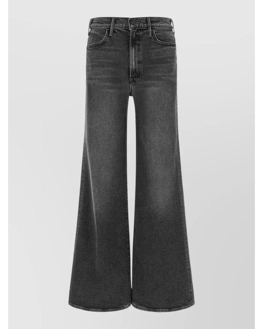 Mother Gray High Waist Wide Leg Denim Jeans