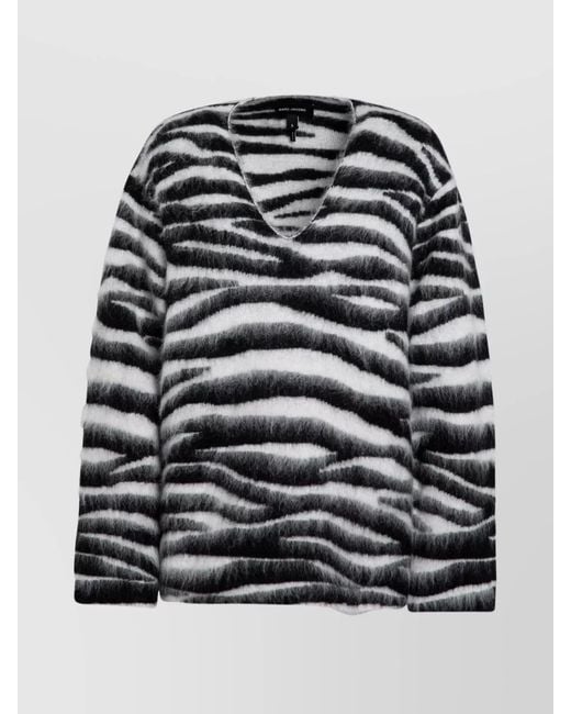 Marc Jacobs Black Zebra-Print Wool-Blend Sweatshirt