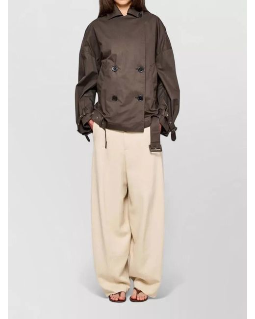OOF WEAR Natural Cotton Car Coat Double Breasted Belted