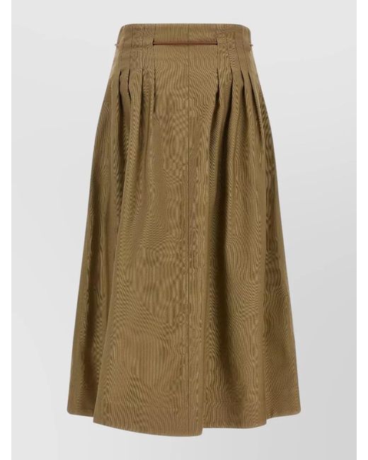 Max Mara Green Mxmtempio Skirt High Waist Drawstring Pleats Pocket