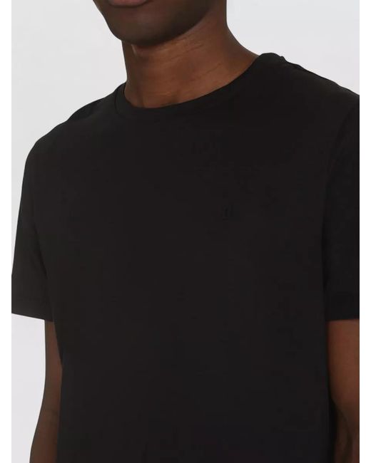 Dondup Black Cotton Crew Neck T Shirt Plain for men