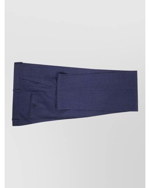 Zegna Blue Tailoring Suit Flat Front Trousers Notch Lapel for men