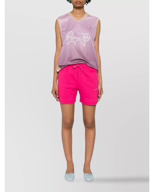 P.A.R.O.S.H. Pink Striped Cotton Blend Jersey Shorts