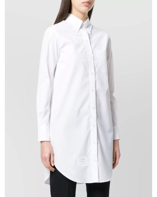 Thom Browne White Cotton Point Collar Shirt Dress