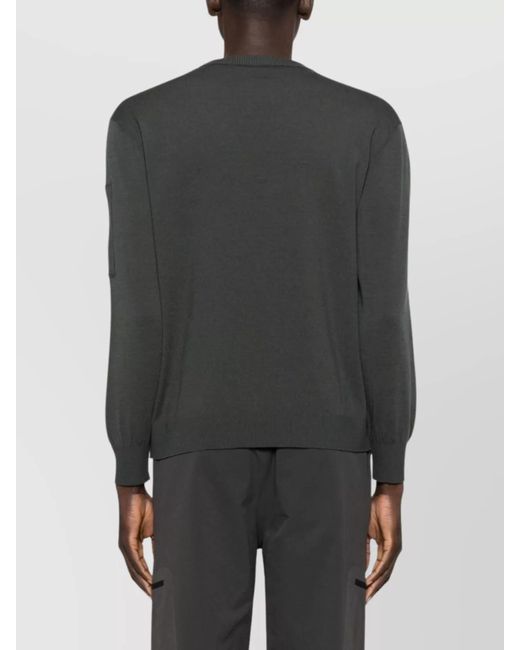 C P Company Black Wool Ribbed Crewneck Sweater for men