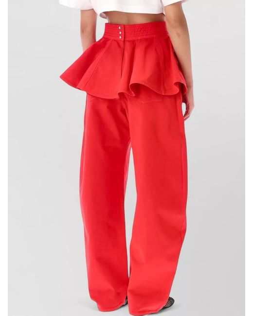 Alaïa Red Peplum Belt Tinted Denim