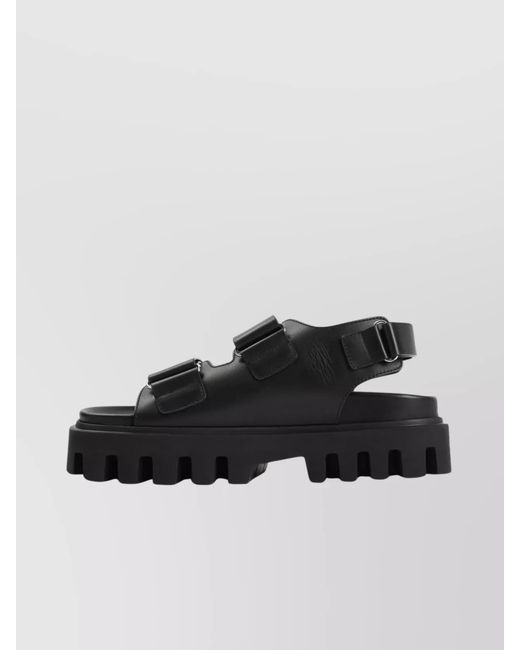 McQueen Black Leather Sandals