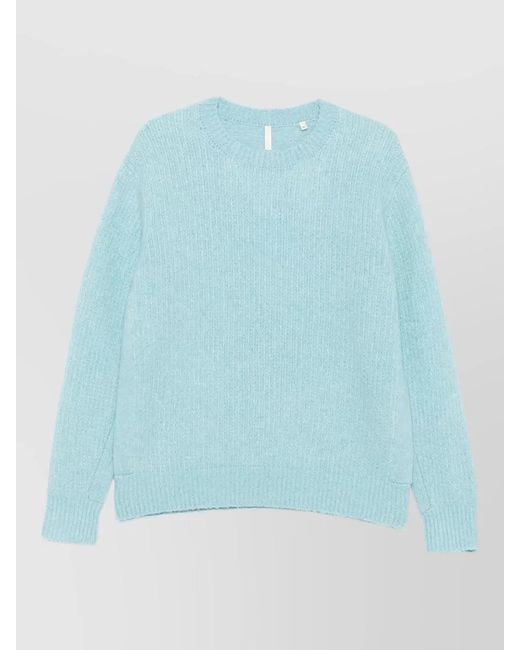 sunflower Blue Crewneck Alpaca Yak Knit Sweater for men