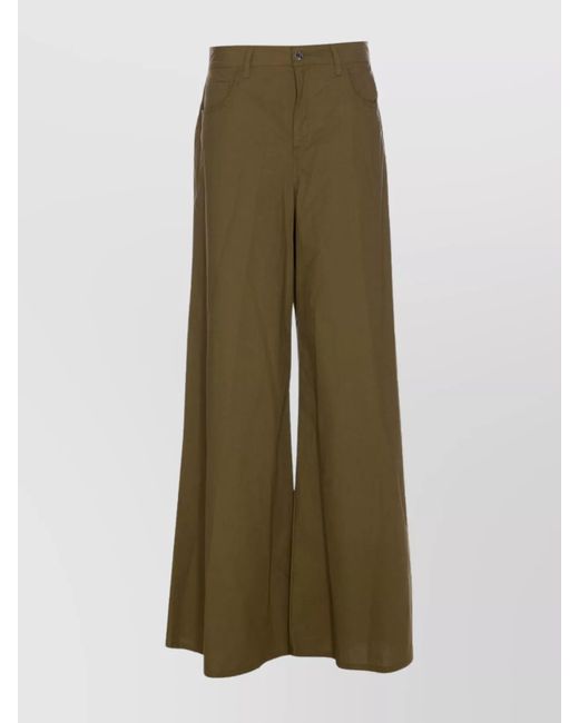 Liu Jo Green Wide-Leg Flared Trousers With Back And Side Pockets