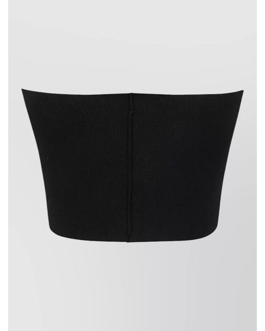 Liviana Conti Black Viscose Bandeau Top Ribbed Strapless Design