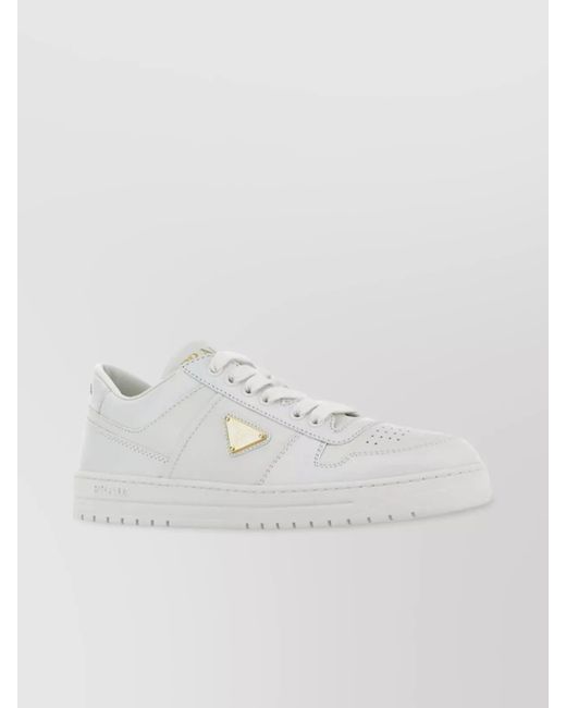 Prada White Leather Low-Top Sneakers