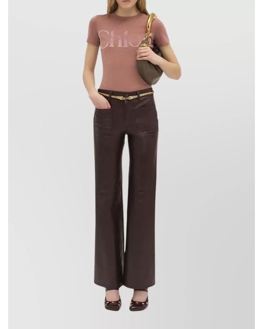 Chloé Pink Cotton Logo Short-Sleeve Crew-Neck T-Shirt