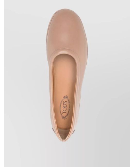 Tod's Pink Leather Ballerina Shoes