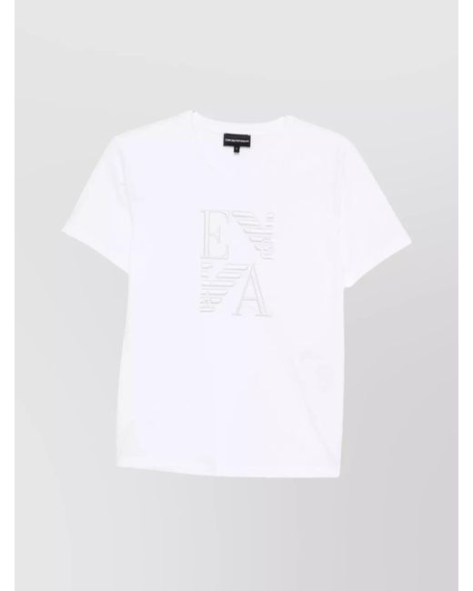 Emporio Armani White Cotton T-Shirt With Logo And Crew Neck