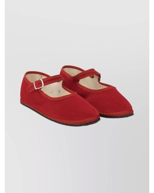 Vibi Venezia Red Velvet Ballerina Flats