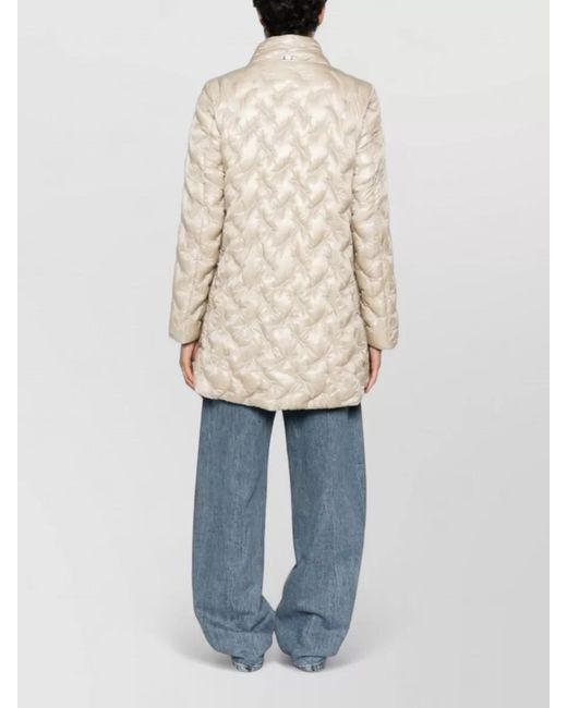 Herno Natural Long Down Coat High Collar Quilted