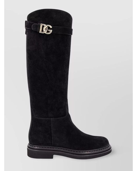 Dolce & Gabbana Black Suede Leather Boots