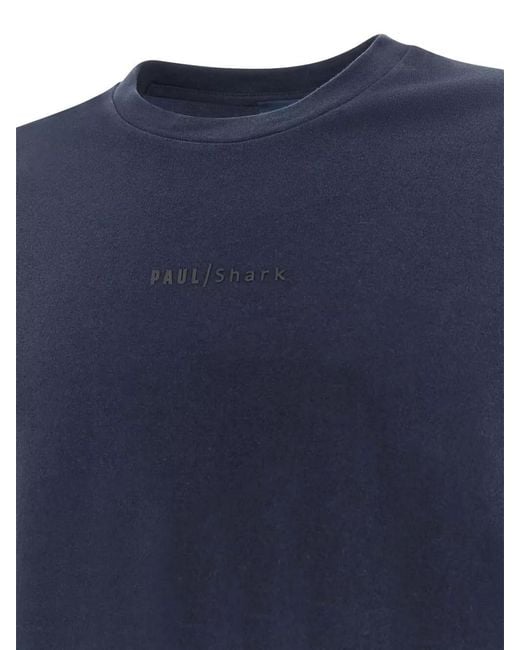 Paul & Shark Blue Logo Cotton Jersey Crew Neck T Shirt for men