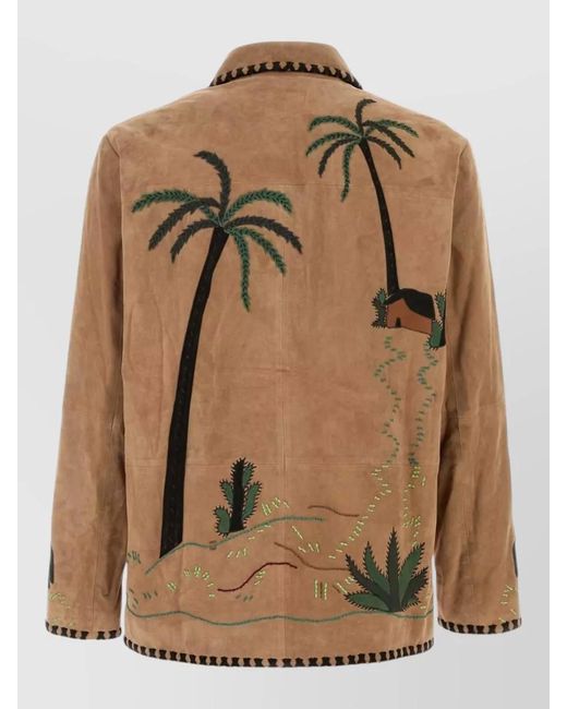 BAZISZT Brown Suede Single Breasted Coat for men