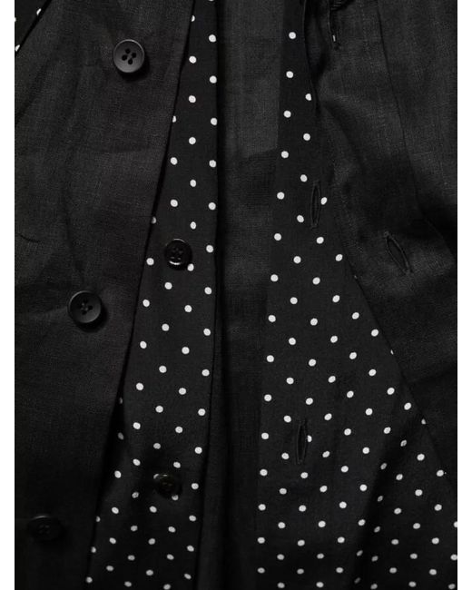 Dolce & Gabbana Black Silk Linen Crystal Embellished Polka Dot Long Sleeve Shirt for men