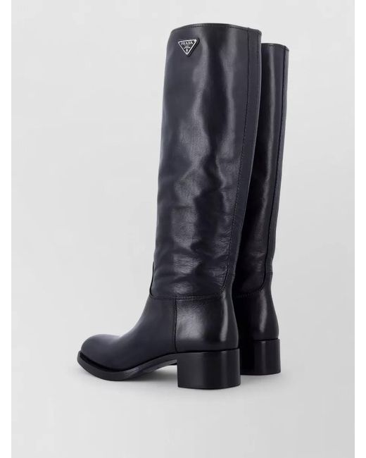 Prada Blue Leather Tall Boots