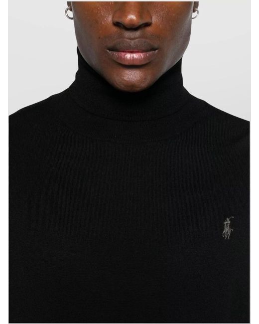 Polo Ralph Lauren Black Ribbed Wool High Neck Regular Fit Sweater for men