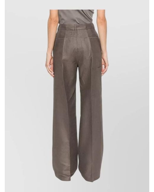 Rick Owens Brown High Waist Wide Leg Tailored Pants