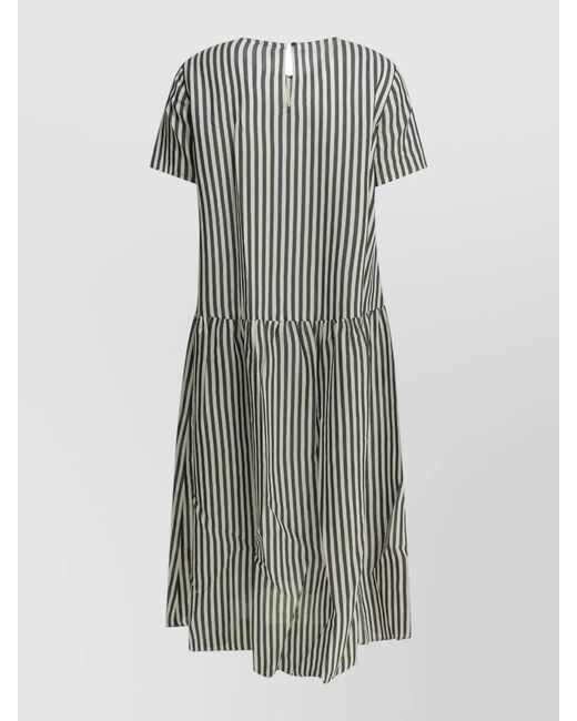 Apuntob Multicolor Short Sleeve Relaxed Striped Keyhole Dress