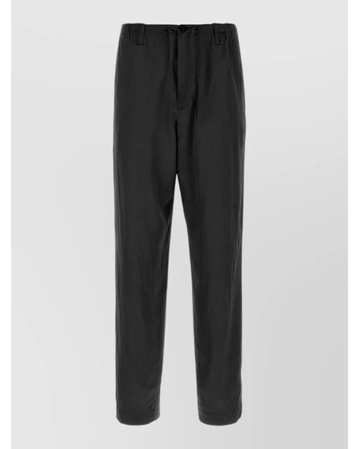 Dries Van Noten Gray Satin Loose Fit Trousers for men