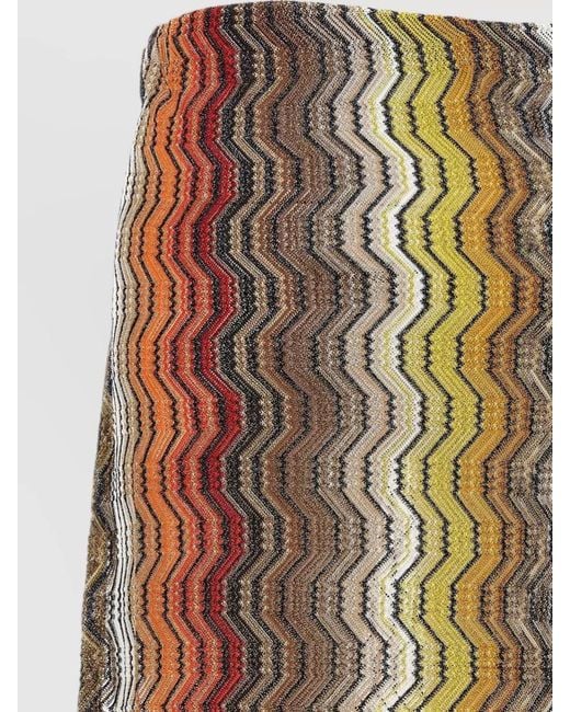 Missoni Multicolor Greek Zigzag Pattern Raschel Midi Skirt