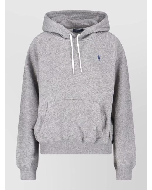 Polo Ralph Lauren Gray Hooded Sweatshirt Drawstring Kangaroo Pocket