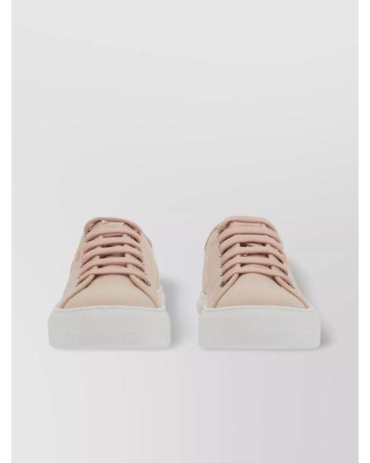 Ferragamo Natural Cotton Logo Low-Top Sneakers