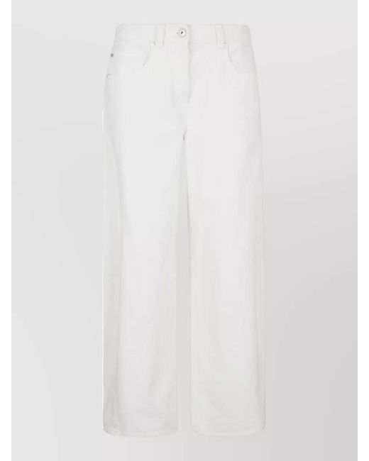 Brunello Cucinelli White Cotton Wide-Leg Trousers