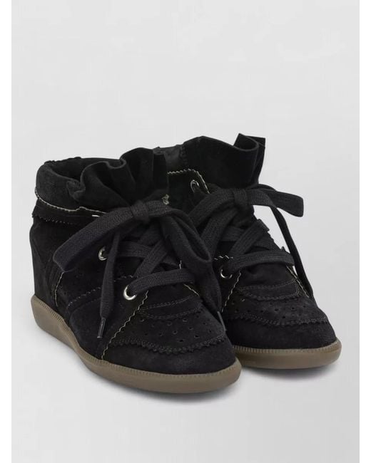 Isabel Marant Black Bobby Lace Up Wedge Heel Sneakers