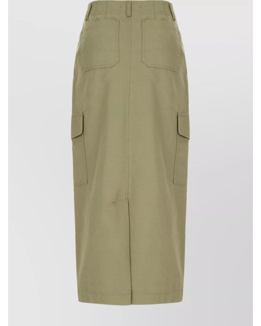 Weekend by Maxmara Green High-Waisted Skirt With Cargo Pockets And Slit
