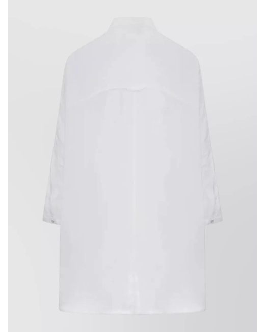120% Lino White Linen Shirt Relaxed Fit Three Quarter Sleeves