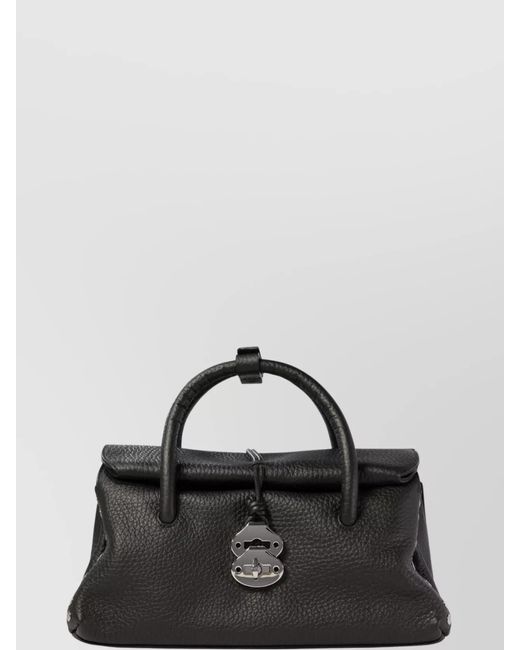 Zanellato Black Shoulder Bags With Detachable Strap And Studded Texture